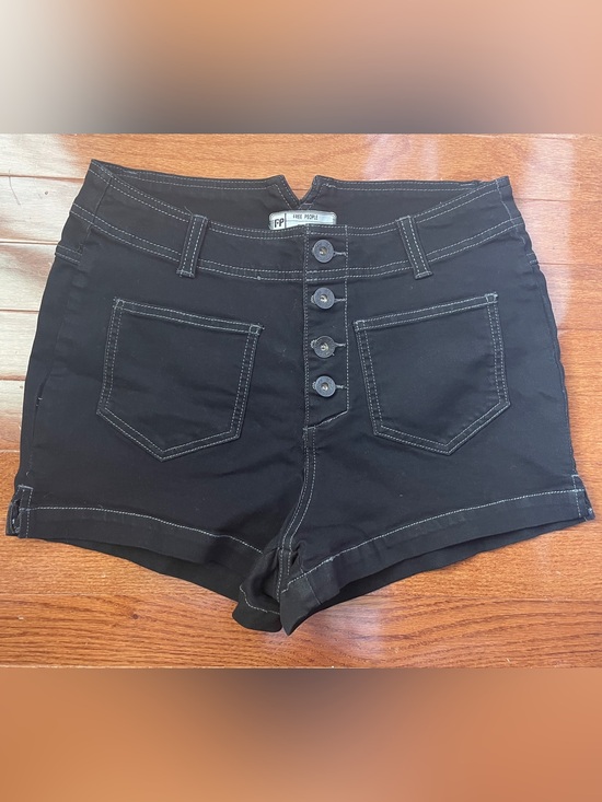 Free People Pants - Free People Black High-Rise Button-Front Shorts